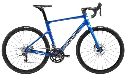 KABON Carbon Rennrad, T800 Carbon Fiber Rahmen 700C Rennrad mit 18 Gang, Integriertem Kohlefaser Lenker, Scheibenbremsen Ultraleichtes Rennfahrrad Carbonrad für Erwachsene (Blau, 50cm)