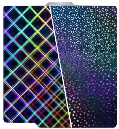 HIKUDIY Piastra migliorata 257 x 257 mm H1H per Bambu Lab A1/X1C/X1/X1E/P1P/P1S, caleidoscopio liscio + piastra in acciaio a molla liscia Skynet piastra flessibile per stampanti 3D Bambu Labs