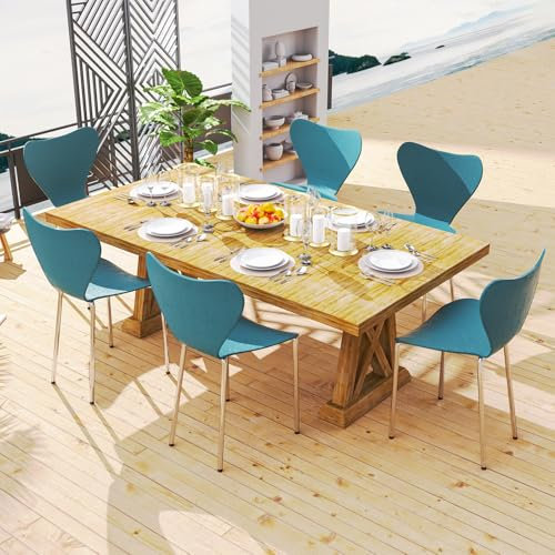 Chleby 6er Set Esszimmerstuhl Plastikstuhl Küchenstühle Wohnzimmerstühle Esszimmerstühle aus Polypropylen Kunststoff Stapelstuhl für das Esszimmer Kunststoff für Esszimmer, Wohnzimmer Blau-Grün