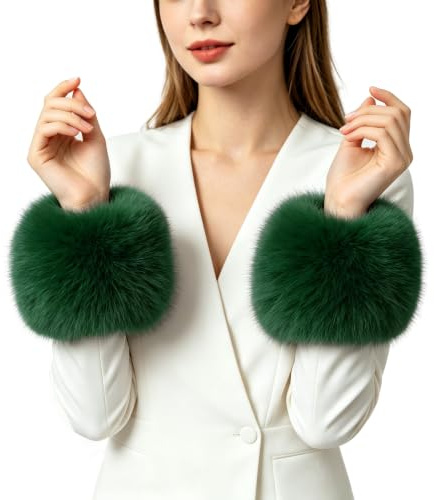 Lina & Lily Damen Winter Armstulpen Manschetten Pulswärmer Kunstfell