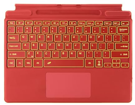 Type Cover for Microsoft Surface Pro 8 Pro 9 Pro 10/ Pro X Pro 11 Generation, Portable Slim Wireless Keyboard with Touchpad Tablet Keyboard (Red, Backlit)