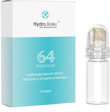 Hydra. Roller 64 Pins Microneedling Roller Länge 0,25 mm OHNE SERUM Needling Roller für Anti-Aging-Hautpflege, Lippen, Haar- und Bartwachstumsstimulation, Titanium Material (0,25 mm, 64 Pins)