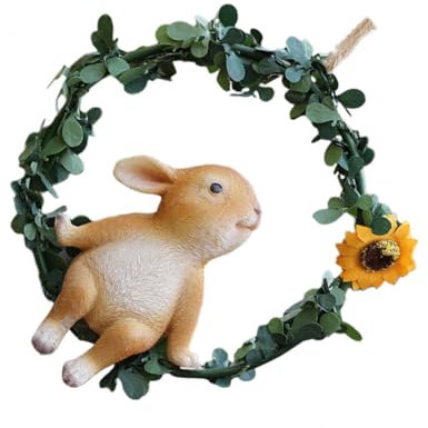 Happyyami Sonnenkranz Kreis Hase Meerschweinchen Bausatz Gartenverzierung Frosch Dekoration Hasenkäfig Kaninchen Plüsch Hamster Häschen Hängender Kranz Girlande Ratte Fee Heu Metall