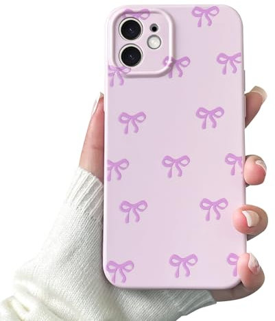 VCGFJD Case for iPhone 11, Cute Ribbon Bow Pattern, Stylish Simple Phone Case, Raised Lens Edge Protection, Aesthetic Bowknot Slim Soft TPU Durable Protective Cover for iPhone 11 - Purple