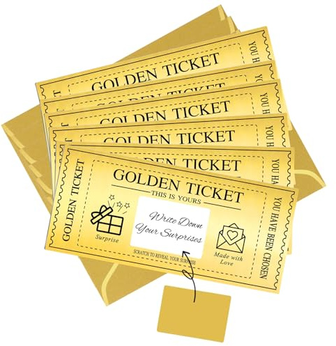 GEVOPREFRRED 6 Sets Golden Ticket Scratch off Card,Surprise Gift Reveal