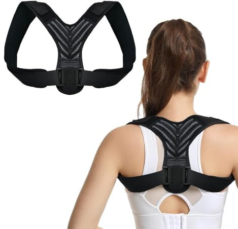 FDEETY Corrector Postura Espalda Corrección de Postura con Correa Para el Hombro Corrección de Escoliosis y Joroba Proporciona Forma Apto para Hombres Mujeres(Gris-L)