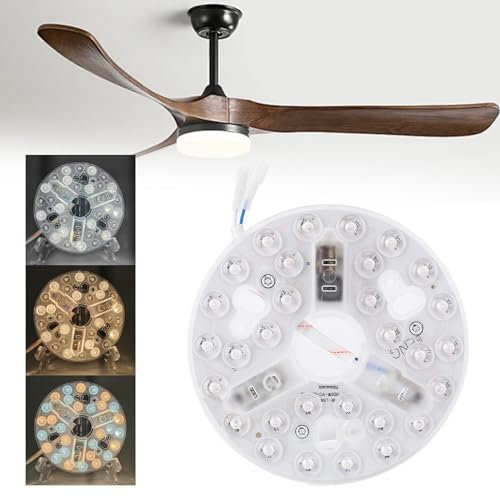 Lámpara LED Multiusos para Ventilador de Techo - 3CCT 3000K-6500K, 5.3 con Diseño de Aluminio y Compatible con Dimmers (Aplicaciones: Araña/Pared/Techo)