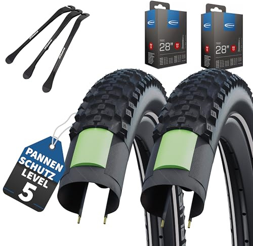 2er Set Schwalbe Fahrradreifen Smart Sam Plus 28 Zoll x 1.60 Zoll (42-622) + auswählbar mit Schläuchen AV/DV/SV/Ohne + 3 MSZweirad Reifenheber