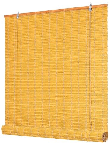 Deswell PE-Bambusoptik-Rollo Wetterfest B60 x H160 cm Natur, Outdoor-Rollo für Fenster & Tür mit Seitenzug, Sonnen- & Sichtschutz mit UV-Schutz, für Innen- und Außenbereich Fensterrollo
