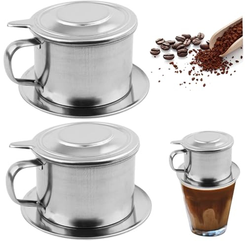 2Pcs Vietnamese Coffee Dripper Stainless Steel Vietnamese Coffee Filter Professional Washable Reusable Cafe Accessories.