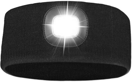 AWSOLAR LED Stirnband mit Licht, Wärmendes Weiches LED Stirnband mit USB Ladefunktion Lustige Geschenke für Papa Mama Freundin Großvater Oma