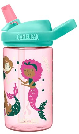 CamelBak Eddy+ Kids Bite Valve Straw Tritan Renew Water Bottle Attention Mermaids, 14oz