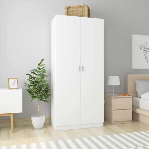 Frdhee Eckkleiderschrank Wohnzimmerschrank,Kleiderschrank Weiß 90x52x200 cm Holzwerkstoff,Aufbewahrungsschrank für Flur,Wohnzimmer,Schlafzimmer