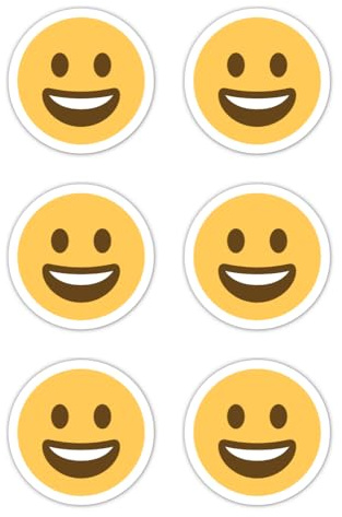 Aufkleber: 50 mm, 6 Stück - Emoticon Smiley Gesicht rund Vinyl Etikett Deko