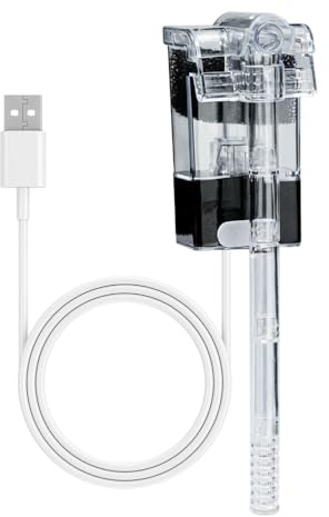 BDKMMS Filtro sospeso per acquario, mini filtro a cascata silenzioso, 2,5 W, 250 l/h, filtro esterno USB con portata regolabile per Nano bacino, pesce Betta, piccoli acquari fino a 11,4 litri/3