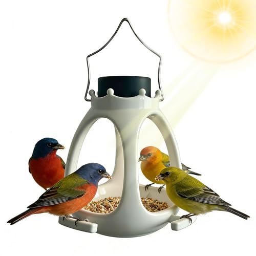 Pour oiseaux avec lumière solaire – Dispositif d'alimentation sauvage et imperméable | pour oiseaux décoratif – pour ferssanges, balcons, chardonnerets, cours, forêts, jardin et nature