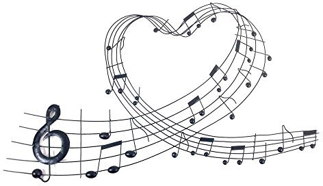 BWA New Contemporary Metal Wall Art Picture Or Sculpture – Lightweight Heart Music Scroll
