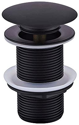 wohnfreuden Pop Up Ablauf-Ventil ohne Überlauf für Waschbecken & Waschtisch - Universal Ablaufgarnitur schwarz matt - Abflussgarnitur inkl Dichtungen für Waschschalen aller Art
