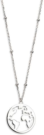 XENOX® Weltkugel Halskette - Damen Halskette aus hochwertigem 925/- Sterlingsilber mit Weltkugel-Anhänger