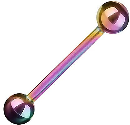 Piercingfaktor Barbell Stab Piercing Hantel Stecker Zunge Ohr Ohrpiercing Zungenpiercing Intim Brust Oral Tragus Helix Kugel 1,6mm x 19mm x 6mm Rainbow