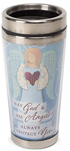 God and Angels Protect You Reisebecher mit Deckel, Edelstahl, ca. 450 ml