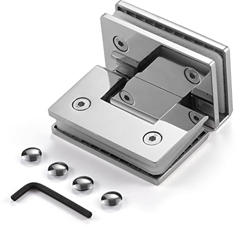 1 PC Charnière de porte en verre de salle de bain, pince pour porte de douche sans cadre, pince en acier inoxydable pour vitrine, pour verre de 8 mm à 12 mm d'épaisseur, connexion en verre à 90 °