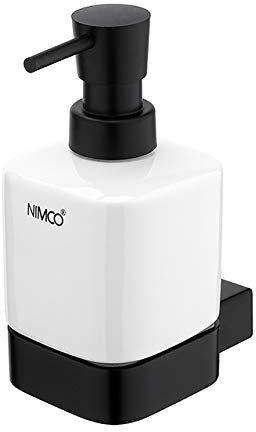 Nimco KIBO Premium Keramikseifenspender Wandmontage - Keramikspender - Metallpumpe - Chrommessing - Hochwertige Bearbeitung - Badaccessoires passend in jedes Badezimmer - Badezubehör