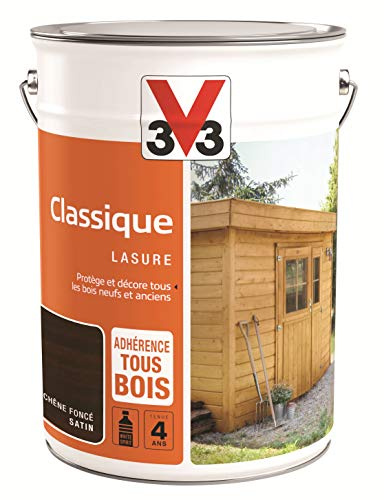 V33 Lasure Classique 4 ans, Chêne Foncé 5 L