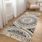 LEEVAN Boho-Läufer-Teppich, 6x1.2 m, getuftet, waschbar, Bohemian-Badteppich, Mandala-Teppich mit Quasten, handgewebter Bauernhaus, Küchenspüle, für Schlafzimmer/Flur, Schwarz und Creme