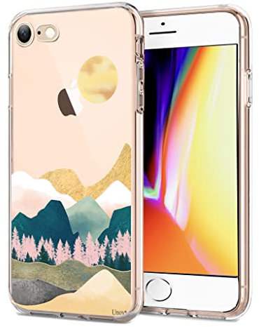 Unov Case Compatible with iPhone SE 2022 iPhone SE (2020) iPhone 8 iPhone 7 Case Clear with Pattern Embossed Design TPU Soft Bumper Shock Absorption Slim Protective 4.7 Inch (Sierra Mountains)