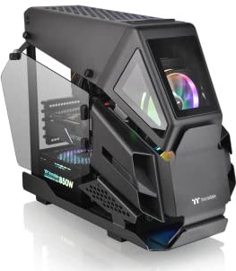 Thermaltake AH T200 Black | Micro-ATX-PC-Gehäuse | 2 x gehärtetes 3mm Glasseitenteil | Helikopter-Design | schwarz, CA-1R4-00S1WN-00