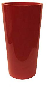 kunstpflanzen-discount.com Rot Farbiger Pflanzkasten 61cm hoch mit einem Ø33cm und herausnehmbaren Innentopf
