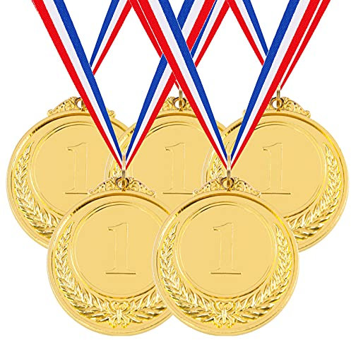 Hilitchi Goldmedaillen mit Band, 5 Stück
