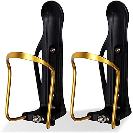 BUMSIEMO Lot de 2 porte-bidon pour vélo - Taille réglable - En aluminium - Doré