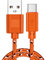 NXACETN Câble Type-C 1M/2M, Câble USB Type-C Tressé Multicolore à Charge Rapide 2-en-1 Cordon De Ligne De Données Orange 1M