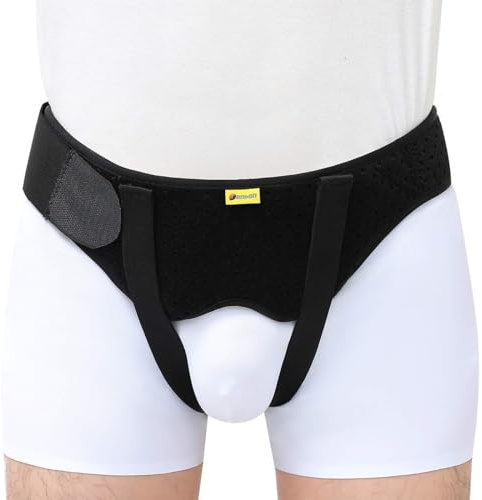 Tenbon Leistenbruchgürtel Für Männer Und Frauen Weiches Elastisches Bruchband Leistenbruch gürtel Leistenbruch Stütz Schmerzlinderung mit 2 abnehmbaren Kompressionspolster Atmungsaktives Material (L)
