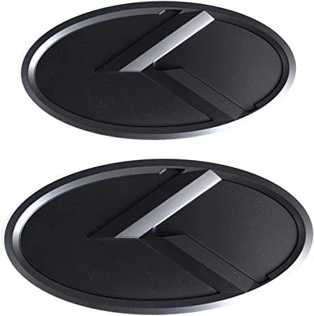 2 x schwarzes Auto-Fronthaubenemblem K-Logo für Kia K5 Forte Rio Optima
