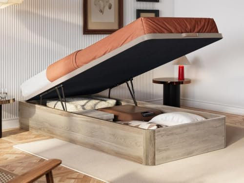 Vente-unique - Sommier Coffre 90 x 190 cm - Naturel Clair - HESTIA de YSMÉE