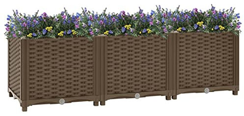 Festnight Lit Surélevé Jardinière d'Extérieur,carré Potager,Potager sur Pied,bac Jardiniere Exterieur,Potager Balcon,Pot de Fleurs Bac à Plantes 120 x 40 x 38 cm-Marron