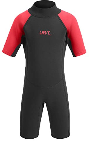 Kids Sharptooth Short Length Wetsuit WS1253 Red 9-10 Years
