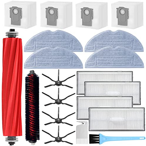 AiLomey Zubehör für Roborock S7 MaxV Ultra, Ersatzteile für Roborock S7 Pro Ultra, 1 Hauptbürste, 1 Selbstreinigende Bürste, 4 Wischtücher, 4 Filter, 4 Seitenbürsten, 4 Staubbeutel