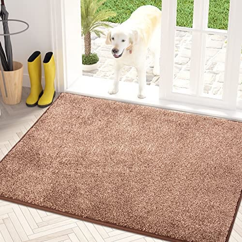 PURRUGS Dirt Trapping Door Mat 86 x 150 cm, Non-Slip Machine Washable Entryway Rug, Dog Door Mat, Super Absorbent Entry Rug for Front Door, Back Door, Muddy Shoes and Paws, Brown