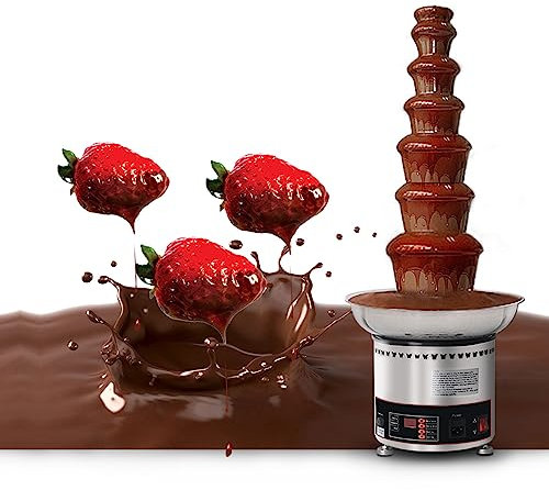 3/5/6/8L Chocolate Fondue Fountain Machine, 4/5/6/7 Tiers Stainless Steel Commercial Chocolate Fountain for Party Wedding Restaurant, 30℃~150℃ Adjustable for Party Wedding Buffet Equipment 4-Tier