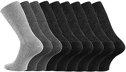 TippTexx 24 10 Paar unisex Gesundheitssocken ohne Gummidruck, Diabetiker geeignet und Anti-Loch-Versprechen (as3, numeric, numeric_47, numeric_50, regular, regular, Grau/Schwarz)