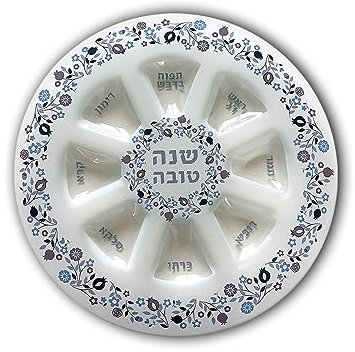 MUNDO JUDAICO Rosh Hashanah Glas rund 35 cm Rosh Hashanah jüdischer Tisch