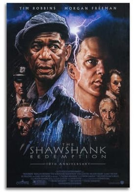 VZRSQZK Filmposter The Shawshank Redemption, dekoratives Gemälde, Leinwand, Wandposter und Kunstdruck, modernes Familienschlafzimmer-Dekor-Poster, 20 x 30 cm