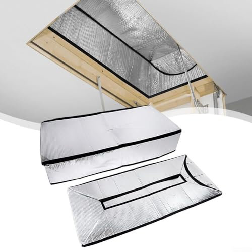 URPIZY Dachbodentreppe Isolierung Abdeckung mit Reißverschluss pro 63,5 x 137,2 x 27,9 cm – Aluminiumfolie Dachboden Leiter Isolierung Abdeckung – feuerfeste Dachbodenabdeckung Treppenisolator