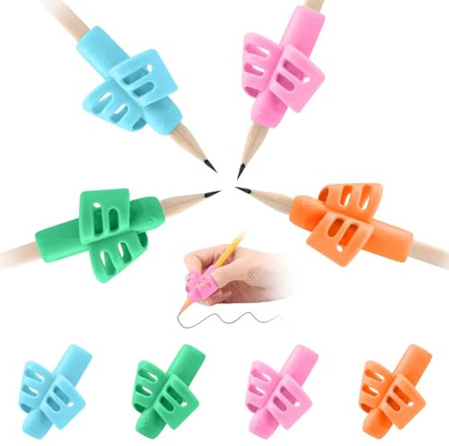 Simsky 8 Pezzi Impugnatura Matita bambini Scrittura Strumento Correzione Della Postura, Impugnature Matita per Bambini, Ergonomica Pencil Grip per Bambini Adulti - Verde Rosa Blu Arancione