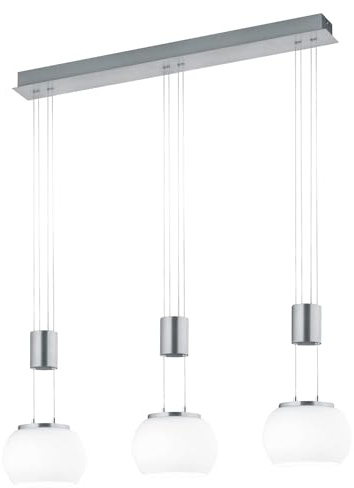 Trio Leuchten LED-Pendelleuchte - Nickel - Weiß - Glas - Metall - 3-flammig - 82 x 150 cm - höhenverstellbar