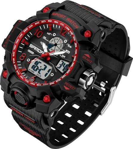 Digitale Armbanduhr Damen Sportlich 5ATM Wasserdicht Militär Uhr Kinder Digitaluhr für Jungen Mädchen Analog Digital Sportuhr LED Multifunktions Damenuhr mit Wecker Datum Stoppuhr Outdoor